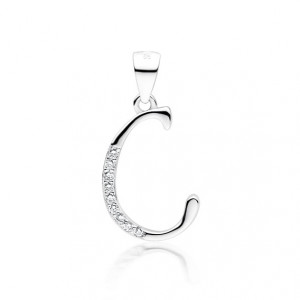 Pandantiv initiala litera C argint cu pietre DiAmanti LZ0002_C-DIA (Argint 925‰ 0,9 g.)